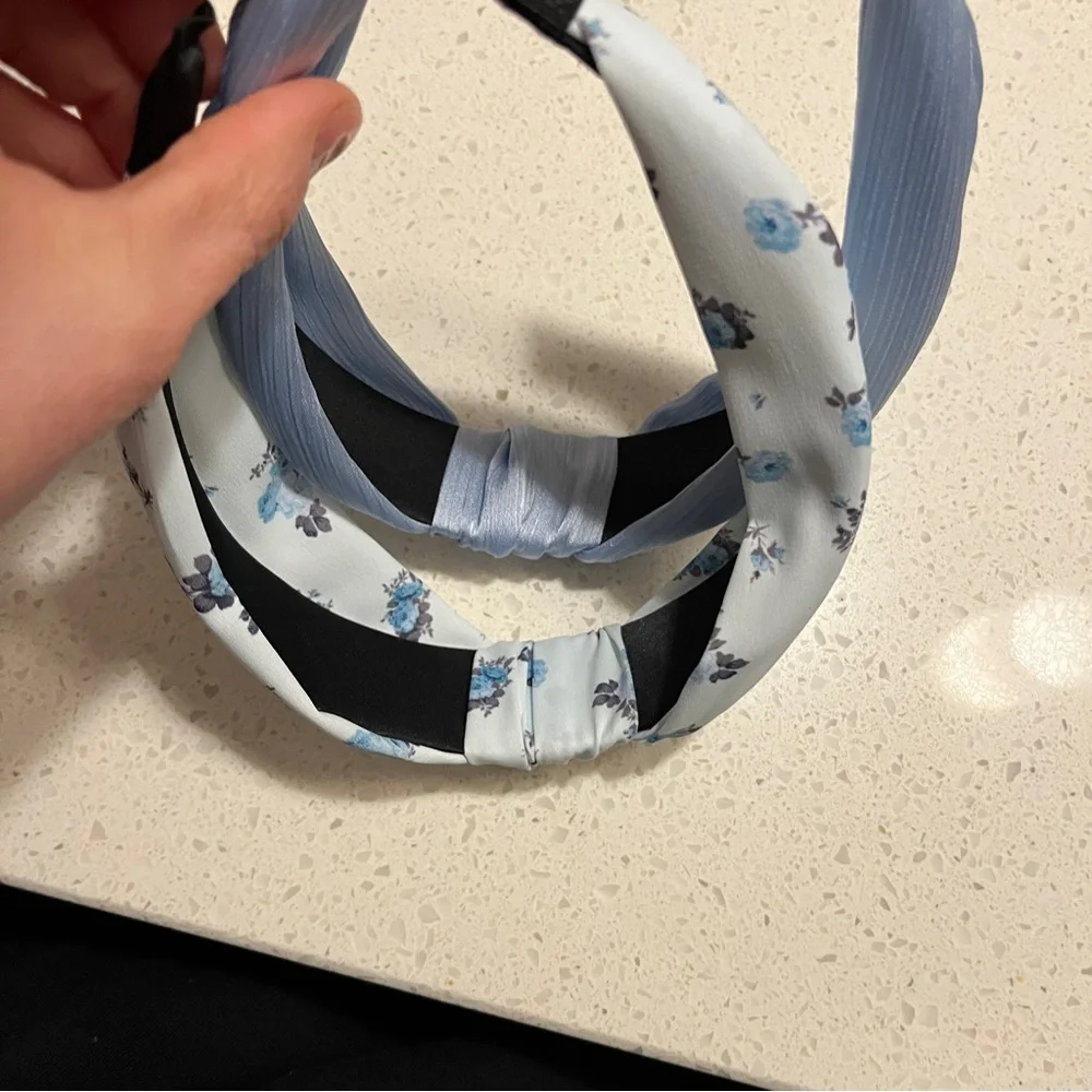Blue‎ floral set of 2 headbands